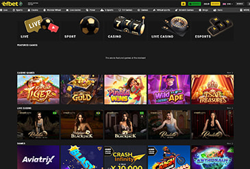 Pregled Efbet početne strane