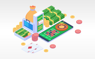 Dobici u kazinu sa pravim novcem, sa poker čipovima, slotovima i tablom za rulet.